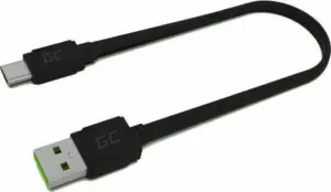 Cablu USB 2.0 A mufa - USB type C mufa 0.25m plat negru Green Cell KABGC03