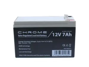 Acumulator plumb acid 12V 7Ah Chrome security terminal T1/F1 BAT-LEADS-12V7AH-CHR