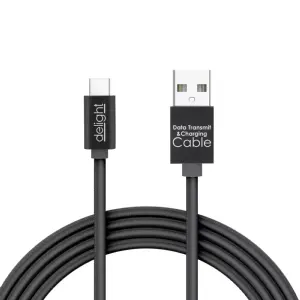 Cablu de date USB type C 1m negru cu iluminare LED rosu delight