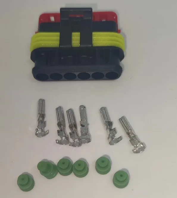 Set conector cablu Superseal 1.5 mama mufa 6 pin 6 pini inclusi + 6 garnituri incluse IP67 TE Connectivity 282090-1-SET-F