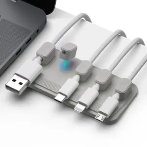 Set organizator de cabluri Well magnetic pentru 5 cabluri gri ORG-CABLE-M0305GY-WL
